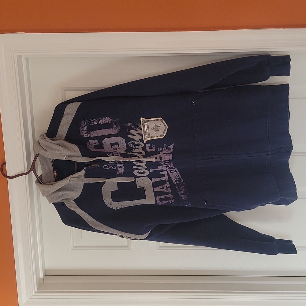NFL Men's Blue Hoodie Jacket with Gray Hood -$8